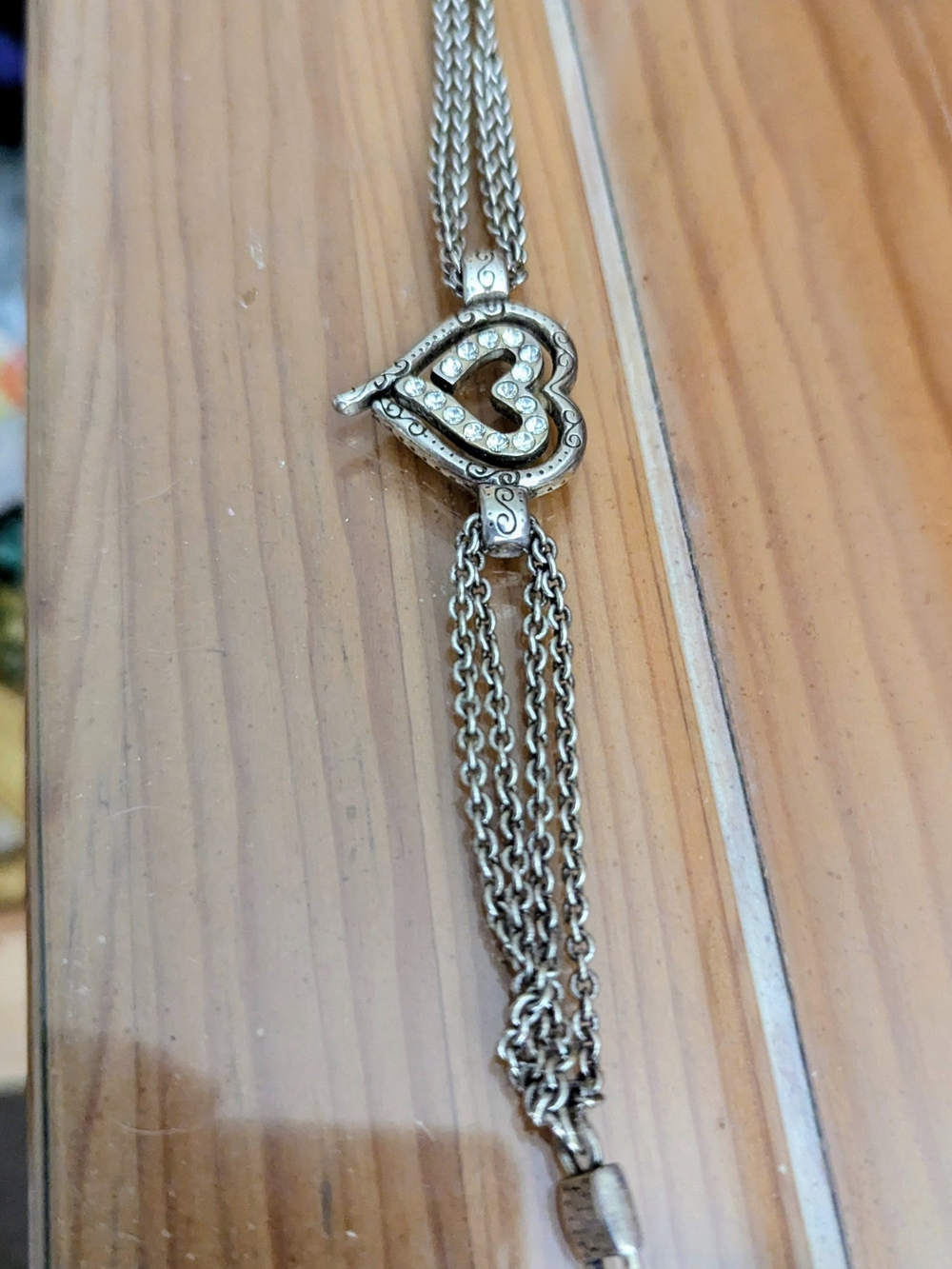 Vintage Brighton Gently Used Love Struck Crystal Heart Fold Bracelet